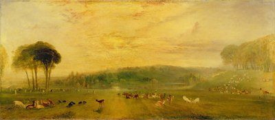 The Lake, Petworth: Sunset, Fighting Bucks, c.1829 by Joseph Mallord William Turner